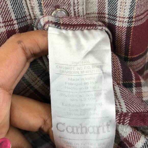 CARHARTT MEN'S XL PLAID SHIRT LONG SLEEVE RELAXED FIT - Picture 10 of 12